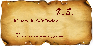 Klucsik Sándor névjegykártya