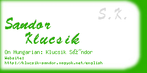 sandor klucsik business card